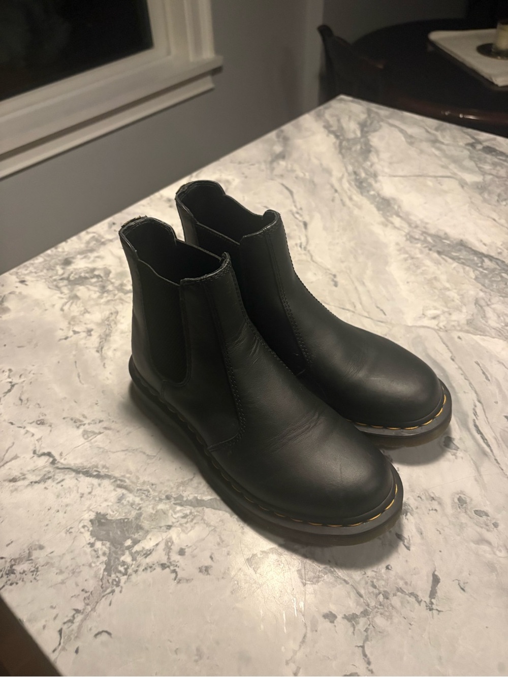 Dr Martens Black Chelsea Boots with Yellow Stitch Detailing like new